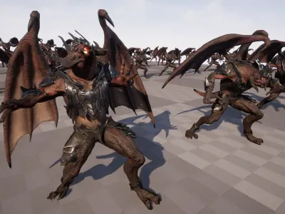 Hell demon warrior low-poly game engine ready 3D model Low-poly 3D model