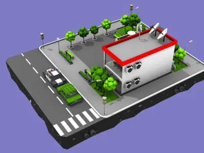 Police Station Block from Cartoon Low Poly City Low-poly 3D model