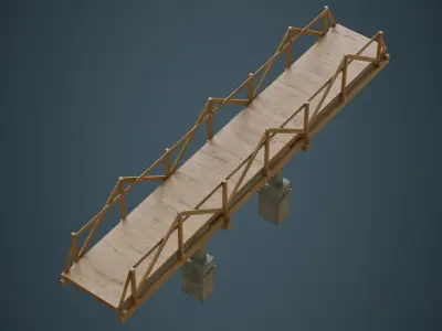 Plank Bridge 3A Low-poly 3D model