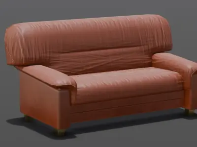 Leather Sofa 3D Model  Low-poly 3D model