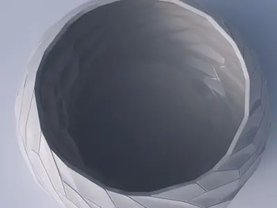 Bowl spheric squeezed wide with fine twisted organic cells 3D print model