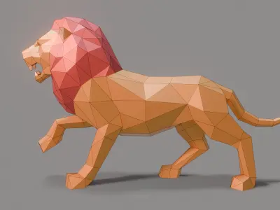 Polygonal Lion Low-poly 3D model