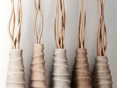 Vase concrete branch decor n6  3D model