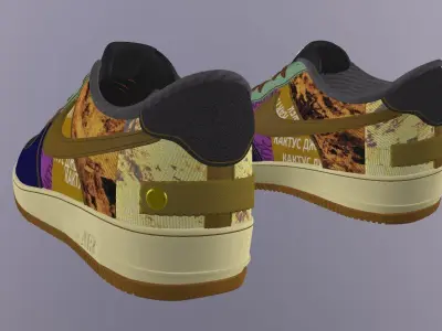 NIKE AIR FORCE CACTUS JACK TRAVIS SCOTT SHOES PBR Low-poly 3D model