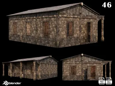 Medieval Houses Pack 46-47-48-49-50 - 4K Textures Game Ready Low-poly 3D model