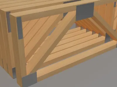 Wooden Trusses 3D model