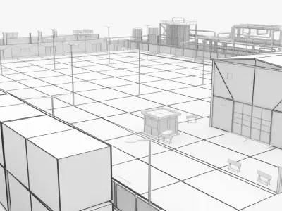 Factory Parking -  Drift Scene Low-poly 3D model