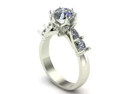 Engagement Ring With Shape Of Pear-Round-Oval Diamonds On It  3D model