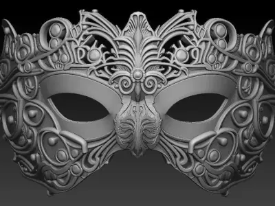 Baroque Royal Filigree Masquerade Mask 3D print model