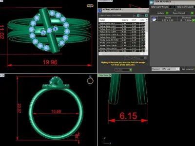Jewelry Diamond Ring 3D print model 6
