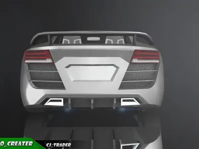 Low-Poly Lexus LFA White Racing Car  3D Model Low-poly 3D model