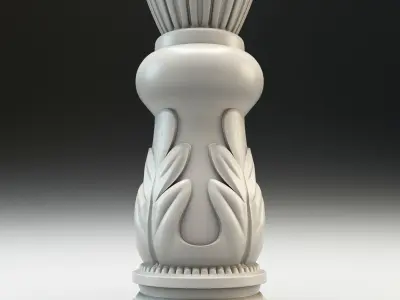 Baluster column with leaves for cnc milling 3D print model 3D print model