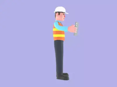 Stylized 3D Male Architect Character - Tablet Operation Pose 3D model