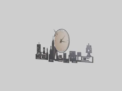 Cityscape Wall Clock model 3D model