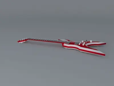 Red/Silver Dean concept guitar Free 3D model