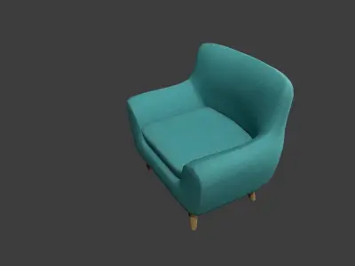 Teal Armchair Low-poly 3D model