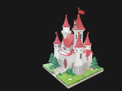 Low Poly Cake Castle Model for 3D Projects Low-poly 3D model