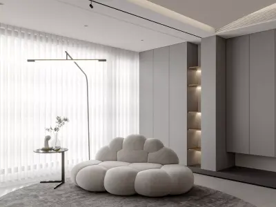 Modern living room dining room interior scenes 488 3D model