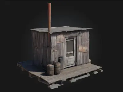 Rustic Shack  Weathered Shelter of Simplicity and Survival 3D model