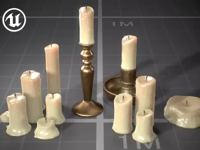 Medieval Candles  Low-poly 3D model