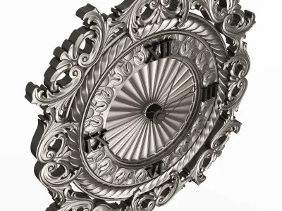 Classic Wall Clock 019 Chrome Low-poly 3D model