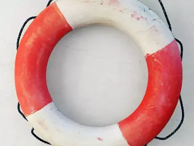 1950s Orange and White Life Preserver 3D model