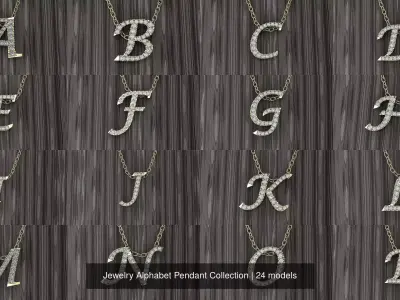 Jewelry Alphabet Pendant Collection 3D Model Pack