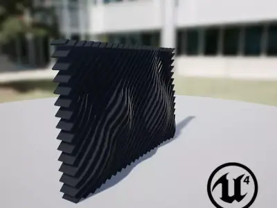 Waving Wall Panel C Low-poly 3D model