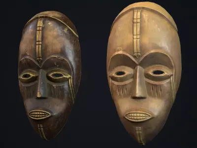 African mask 4 Low-poly 3D model