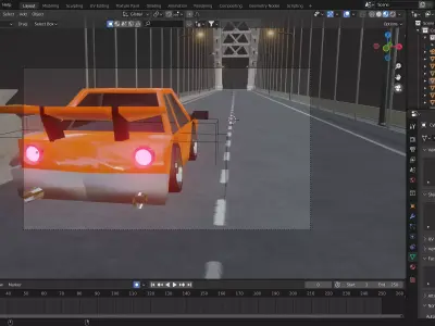 Car Animation with Bridge Free 3D model