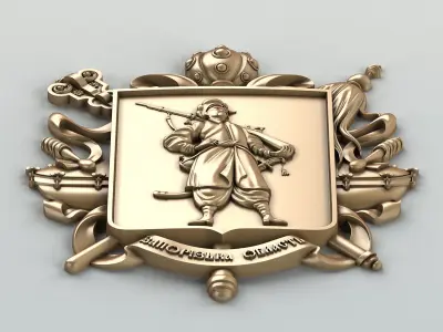 Coat of arms of Zaporizhzhya region Ukraine 3D model