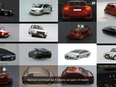 Standard and future sci fi lowpoly car pack