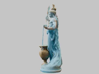 fantasy Water God Sculpture Low-poly 3D model