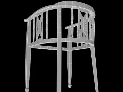 Old wooden armchair 3D model