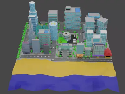 low poly city Free low-poly 3D model purchase