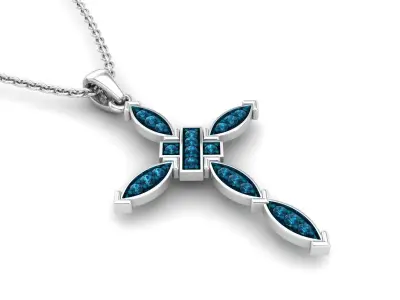 AV 491 Ladies Micro Pave Religious Cross-Pendant 3D print model