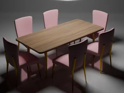 dinner table set Low-poly 3D model