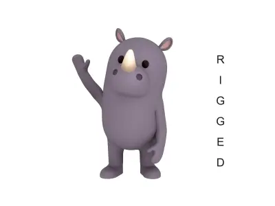 Rigged Cartoon Rhinoceros 3D model