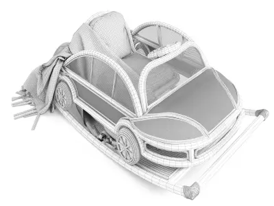 Kids Rattan VW rocking car 3D model