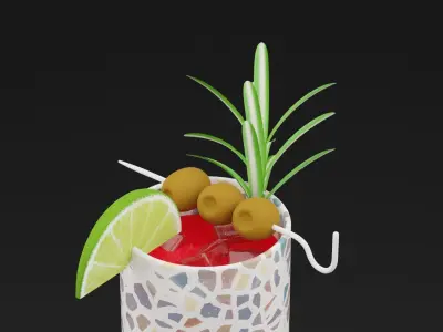 BloodyMary Cocktail Low-poly 3D model