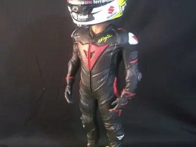 Motorcyclist statue of man in racing suit 3D print model
