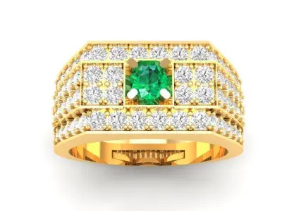 Luxury Emerald Ruby Men Statement Ring Jewelry  387 3D print model