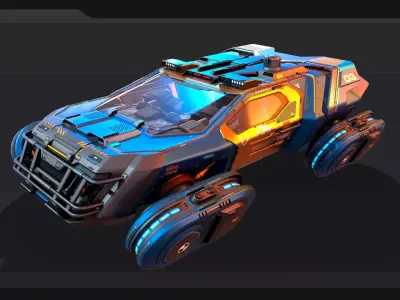 CYBERPUNK - Modular Flying Car Low-poly 3D model