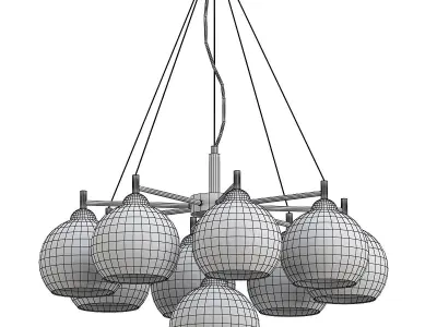 ETNAA chandelier with six glass globes hanging from gold meta... 3D model