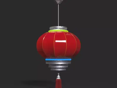 Chinese red lantern  Low-poly 3D model get