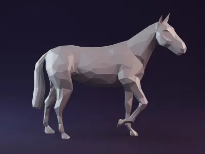 Low poly horse polygonal Low-poly 3D model