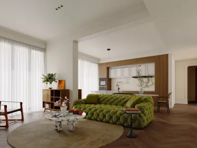 Mid Century interior scene 3D model