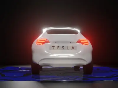 Tesla model Y front of 3D model