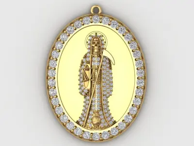  santa muerte holy death small size pendant 3D STL 3DM skull 3D print model