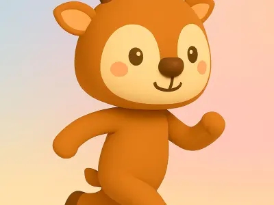 Cartoon Deer character 3d  Low-poly 3D model